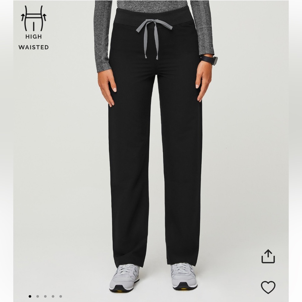 FIGS BLACK HIGH WAISTED LIVINGSTON SCRUB PANTS